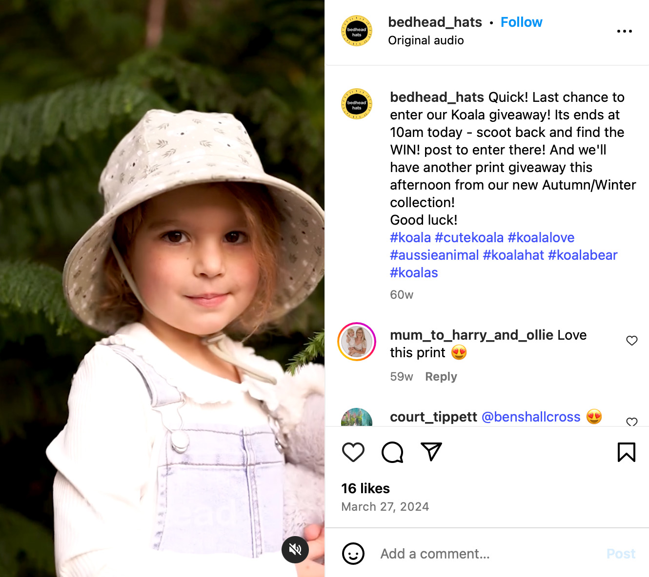 Bedhead Hats product featured on Instagram