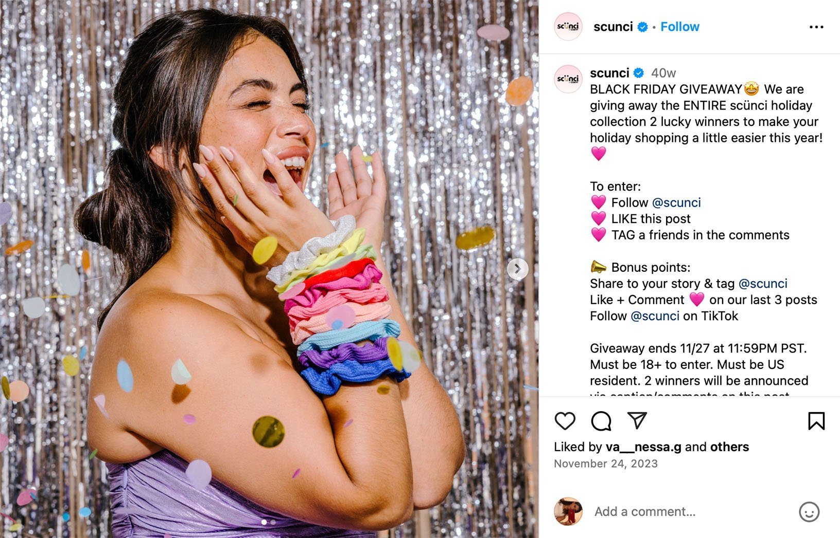 Instagram post promoting Black Friday sales