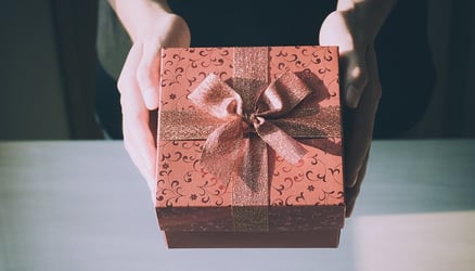 gift box wrapped with ribbon