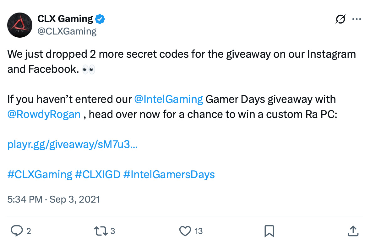 CLX Gaming giveaway promotion featuring a high-performance gaming PC setup