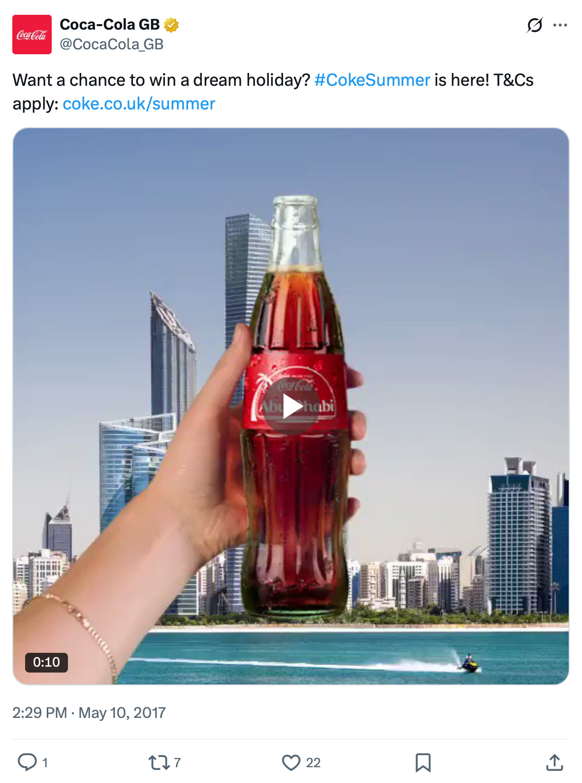 Coca-Cola GB giveaway promotion on Twitter