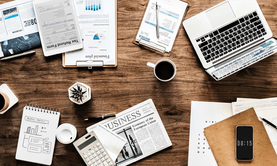 Flat lay of business concept