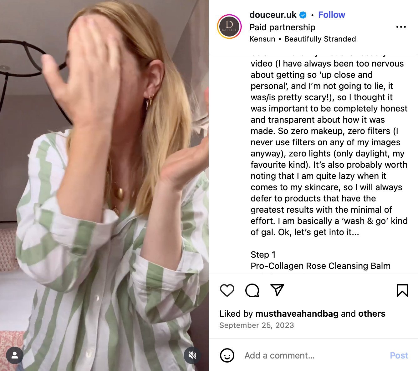 Woman applies skincare in natural light