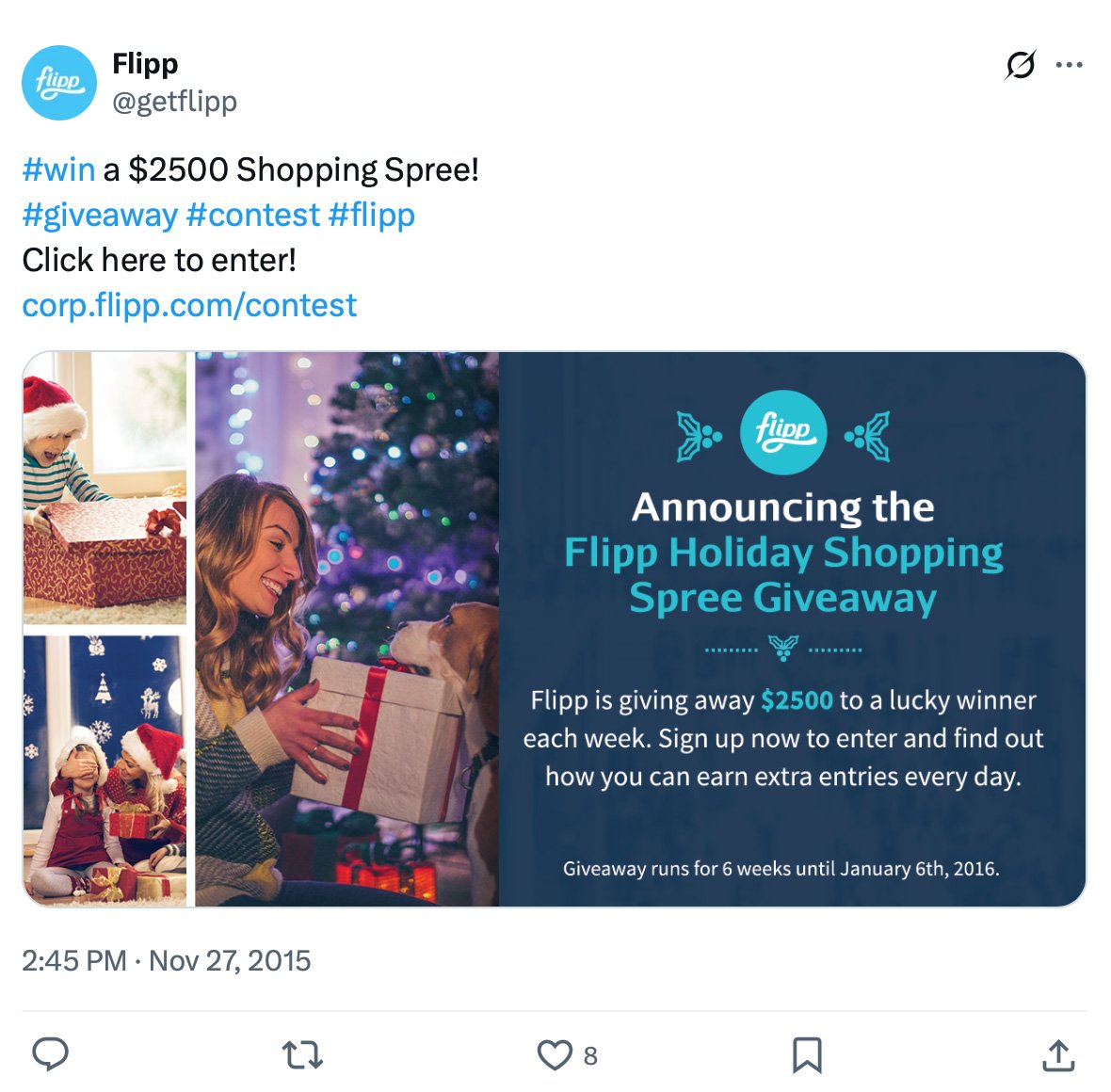 Flipp giveaway promotion on Twitter