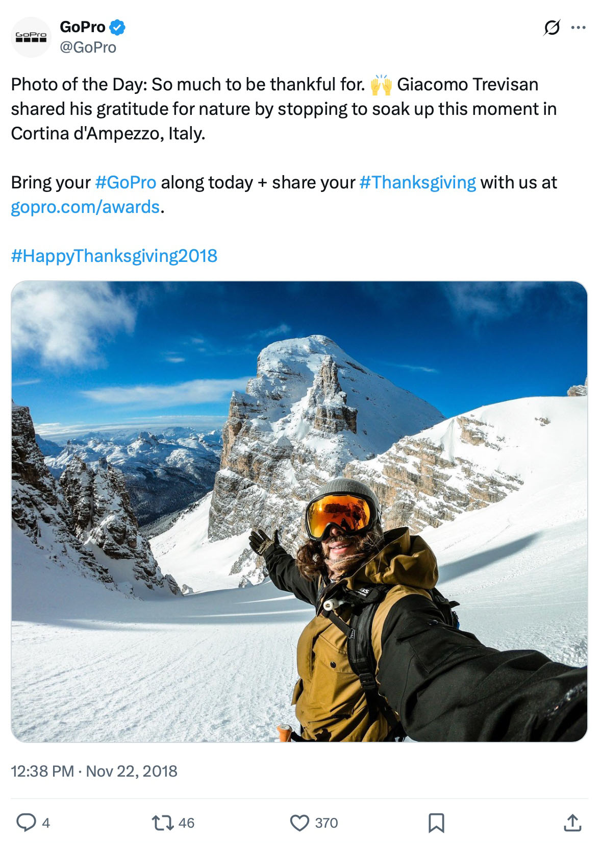 GoPro giveaway promotion on Twitter
