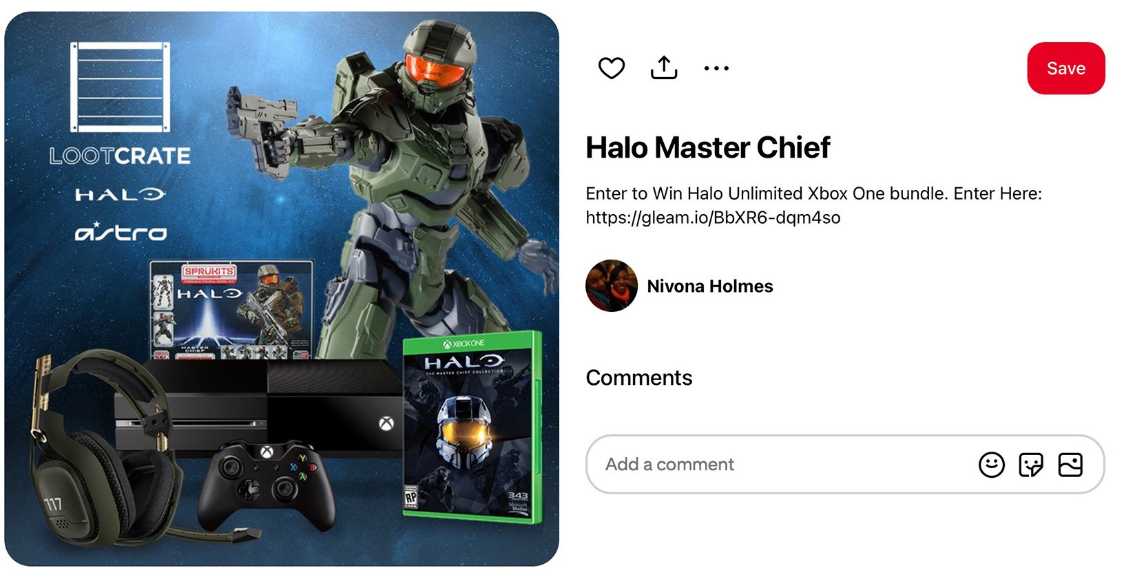 Halo giveaway promotion on Pinterest