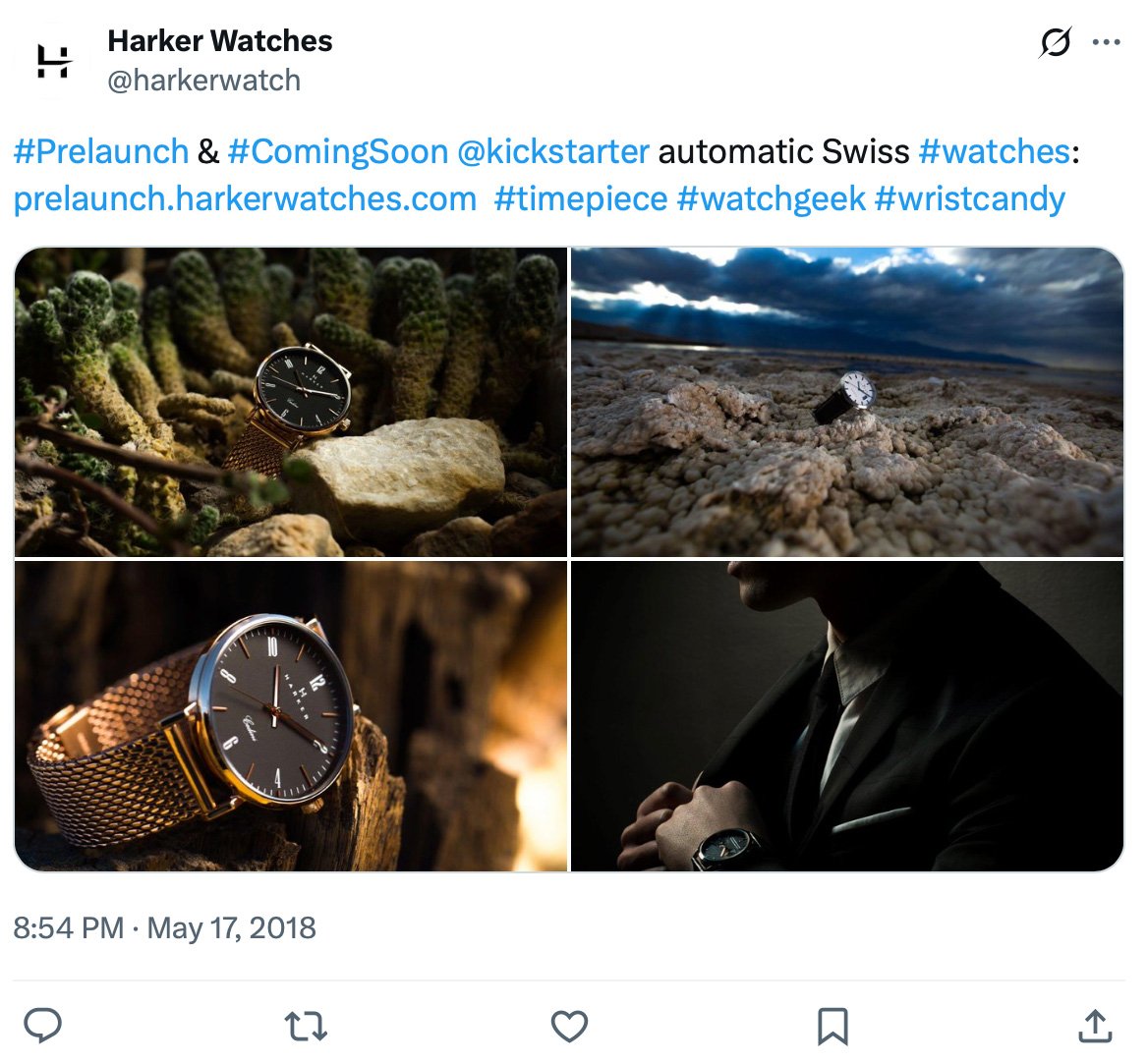 Twitter campaign for Harker Watches promotional giveaway Harker Watches giveaway promotion on Twitter