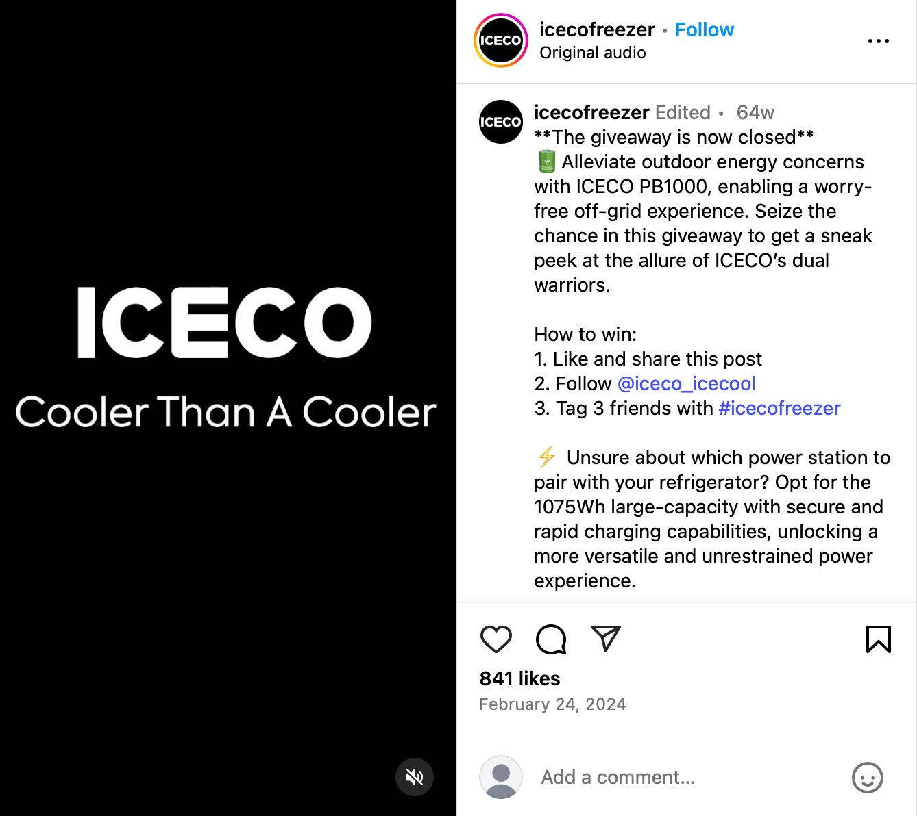Ice cooler product featured on Instagram