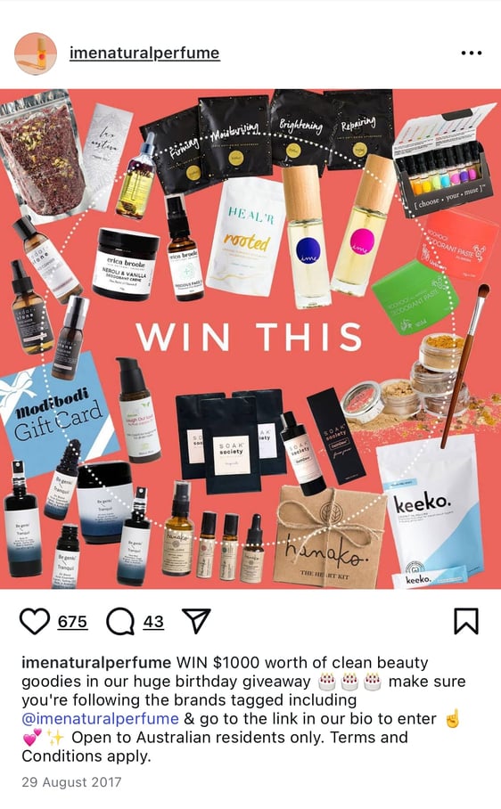 Birthday giveaway from IME Natural Perfume on Instagram