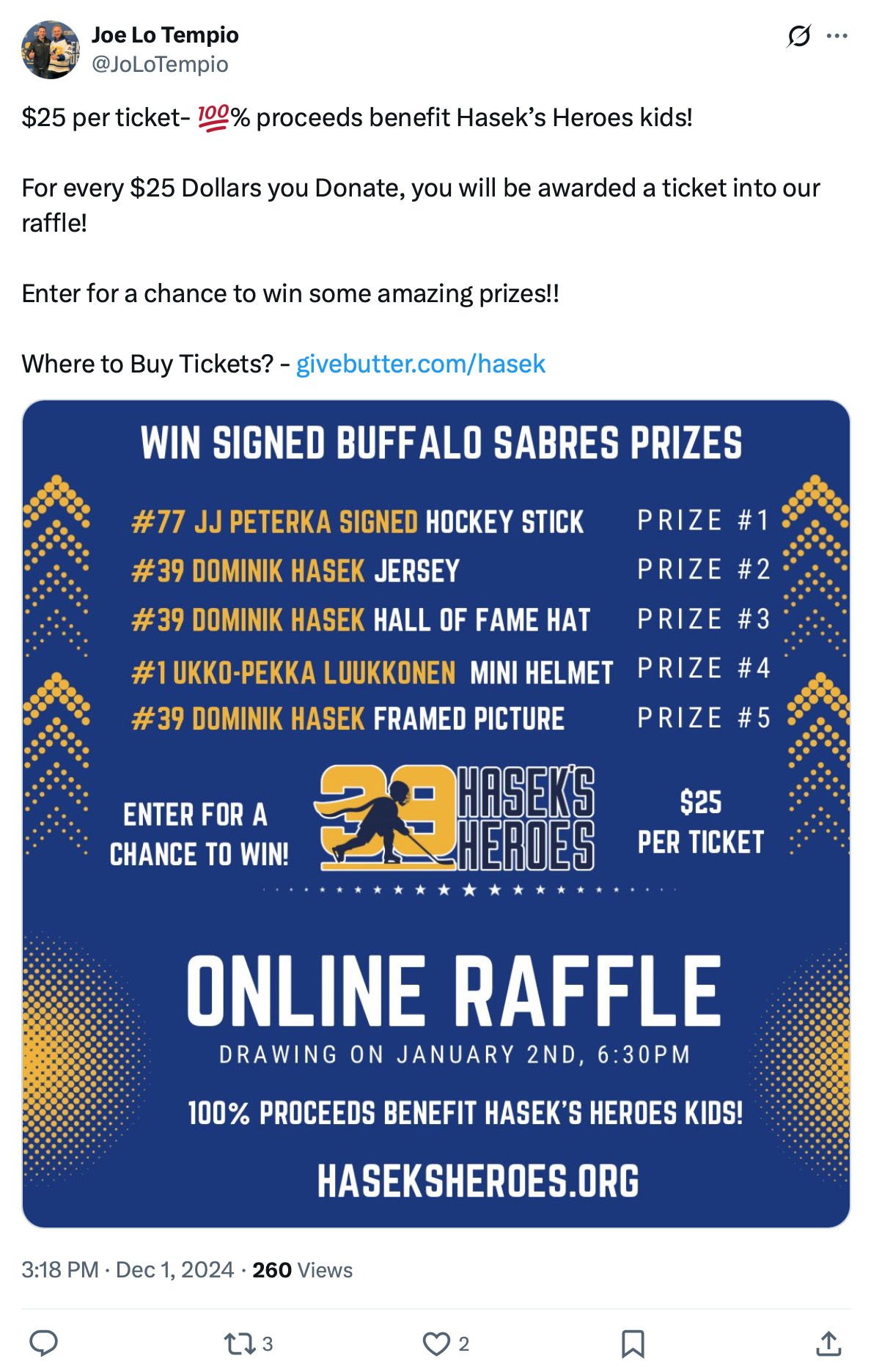 Joe Lo Tempio Twitter post promoting a professional service giveaway with legal branding and call-to-action