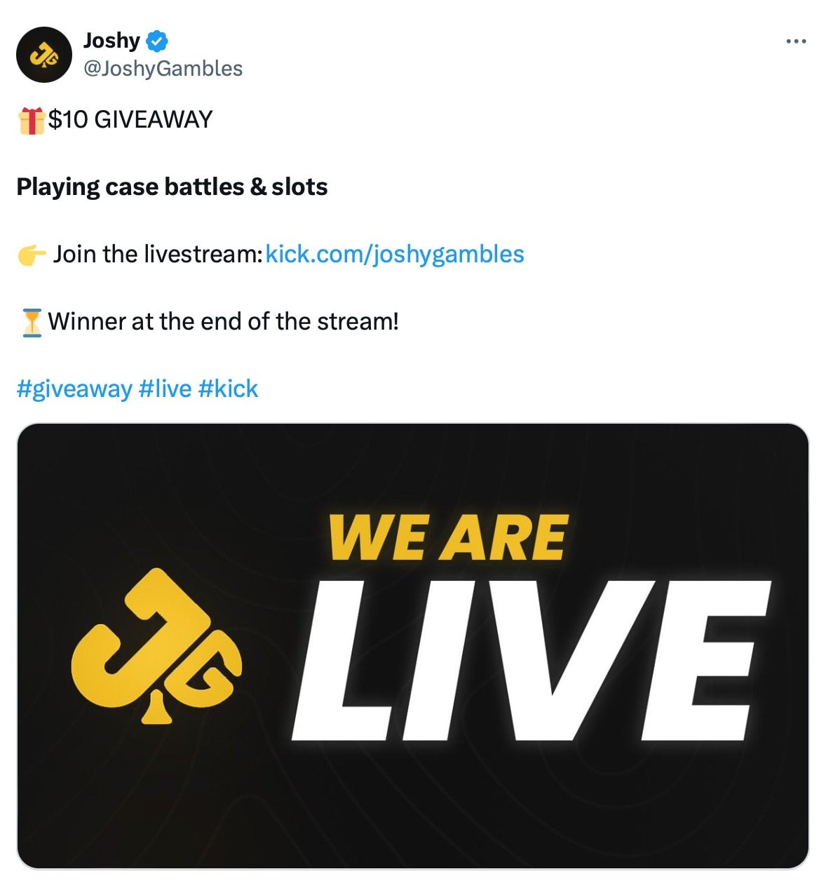 Join livestream giveaway announcement on Twitter