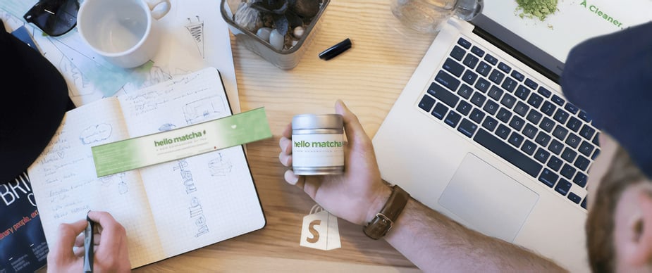 Hello Matcha flat lay concept