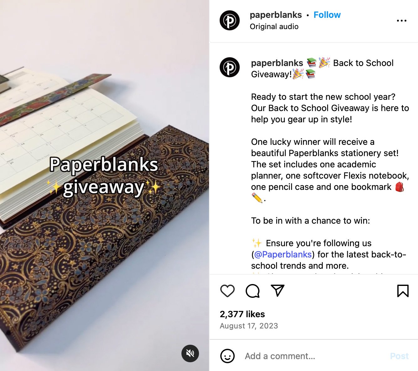 Paperblanks product featured on Instagram