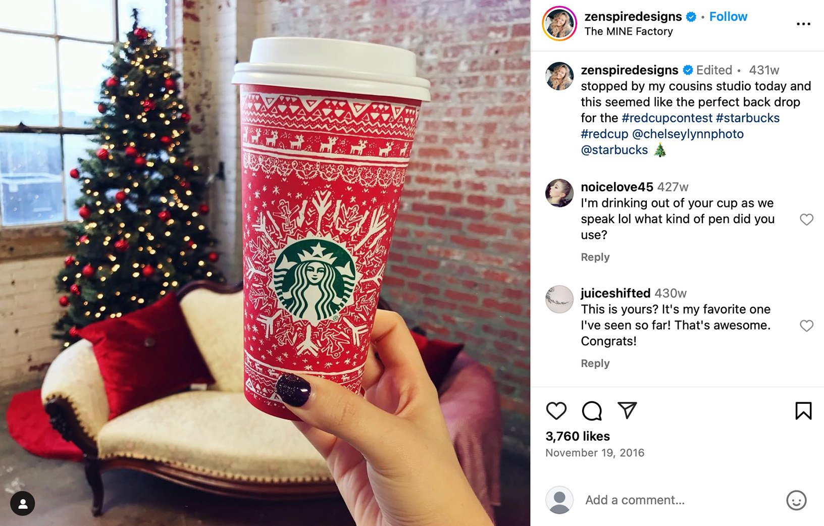 Starbucks Red Cup Contest promoting creativity