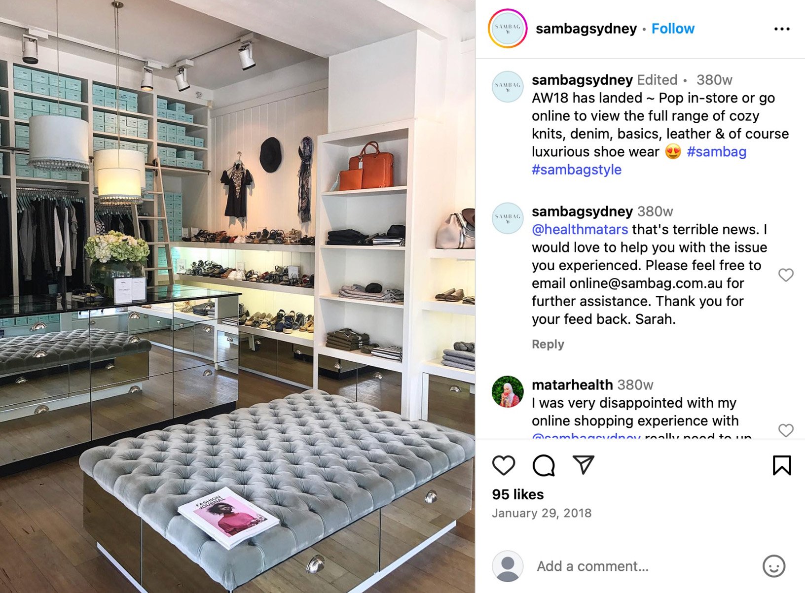 SAMBAGS giveaway promotion on Instagram