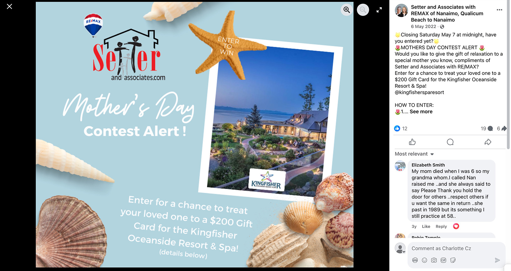 Setter & Associates Facebook post promoting a service-based giveaway with corporate branding