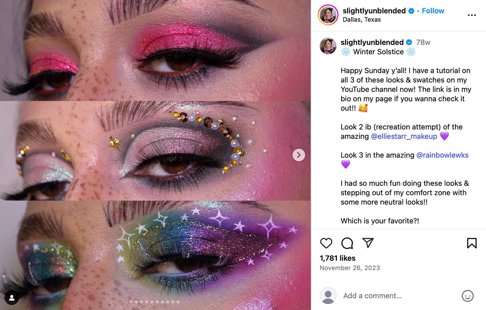 Slightly unblended product featured on Instagram