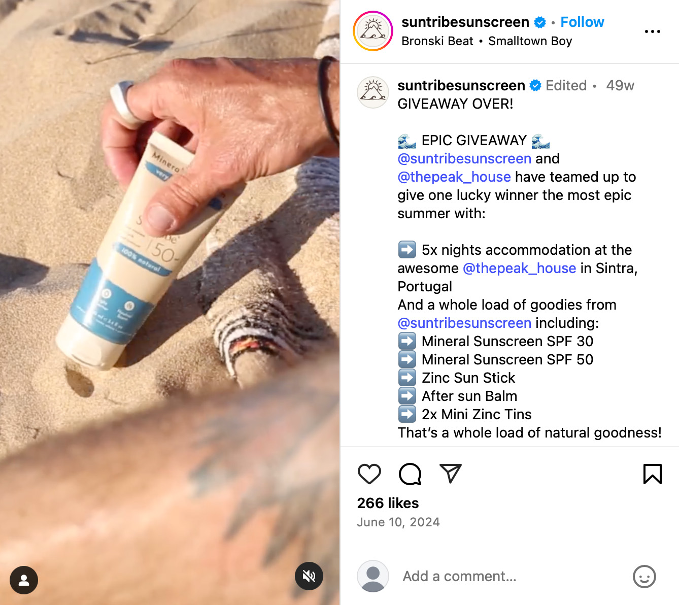 Sunscreen product featured on Instagram