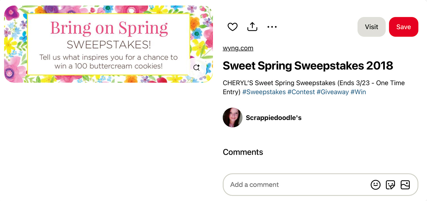 Sweet Spring Sweepstakes on Pinterest