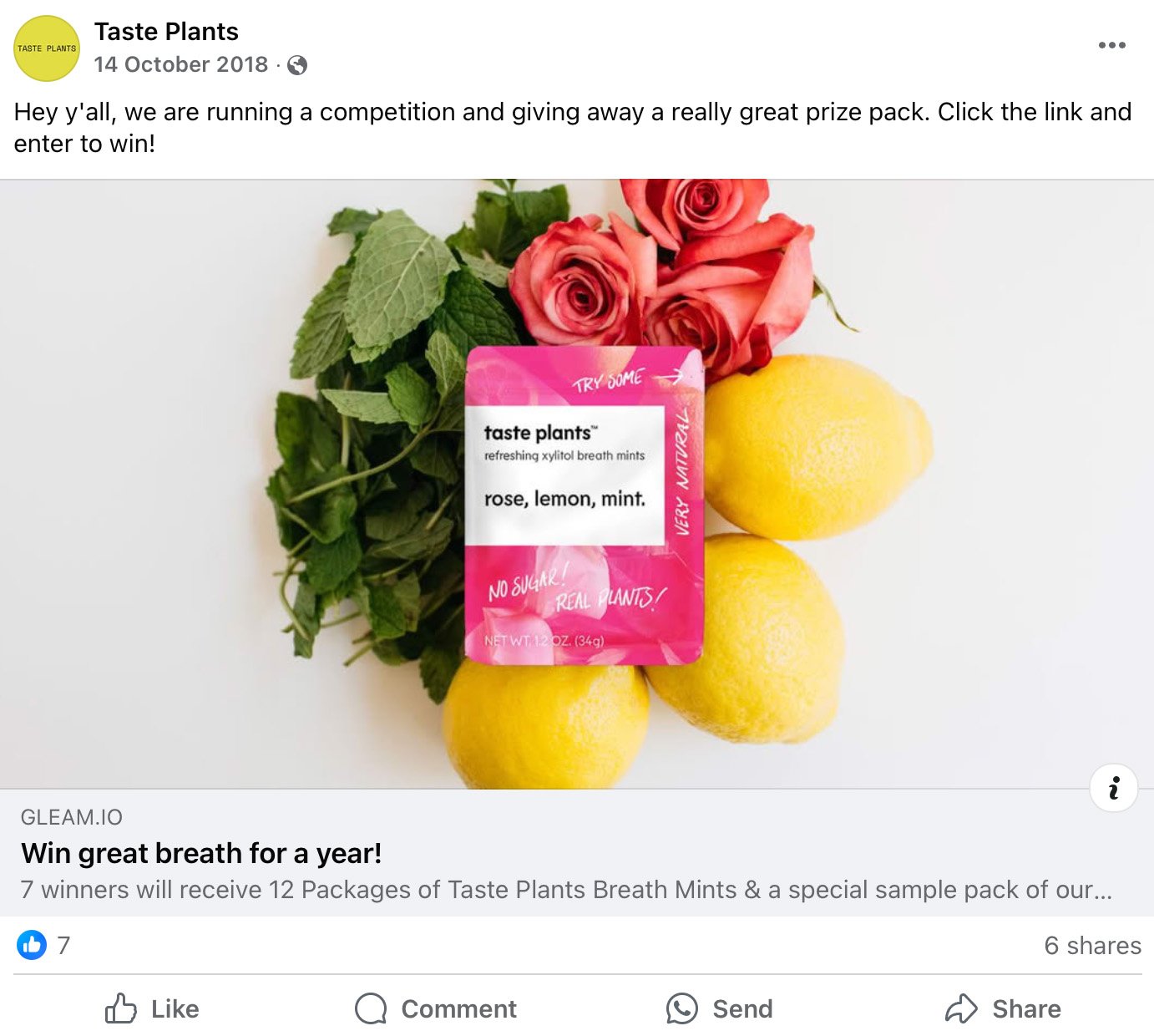Taste Plants mints with rose, lemon, and mint arranged behind a pink product pack