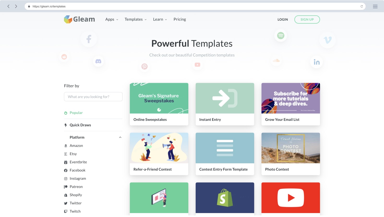 Browse Gleam Competition Templates on Our Website