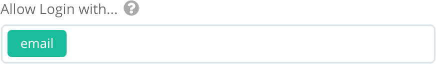 Select 'email' in 'Allow Login with...'