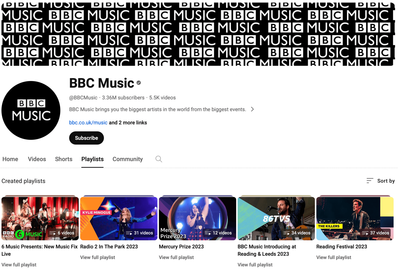 BBC YouTube playlist with curated videos on a specific topic