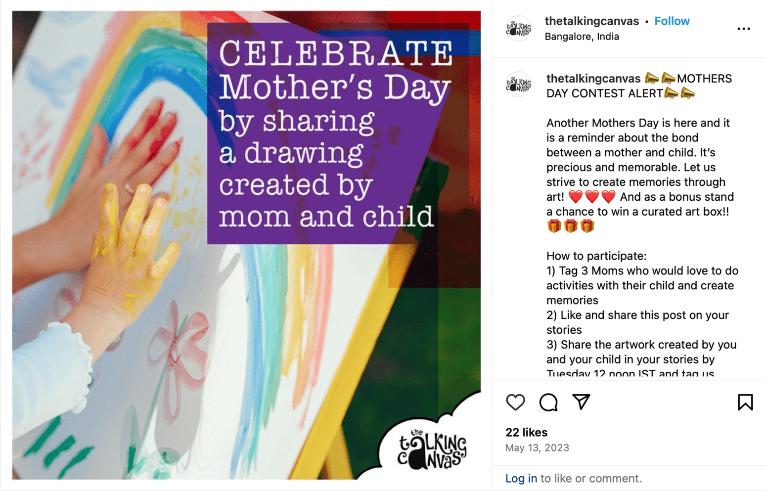 Mother's Day craft contest example on Instagram