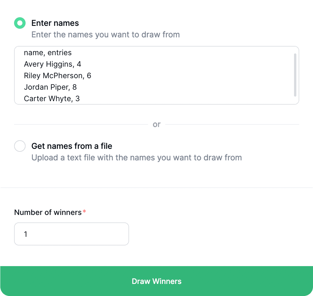 Custom Entry Worth for Random Name Picker