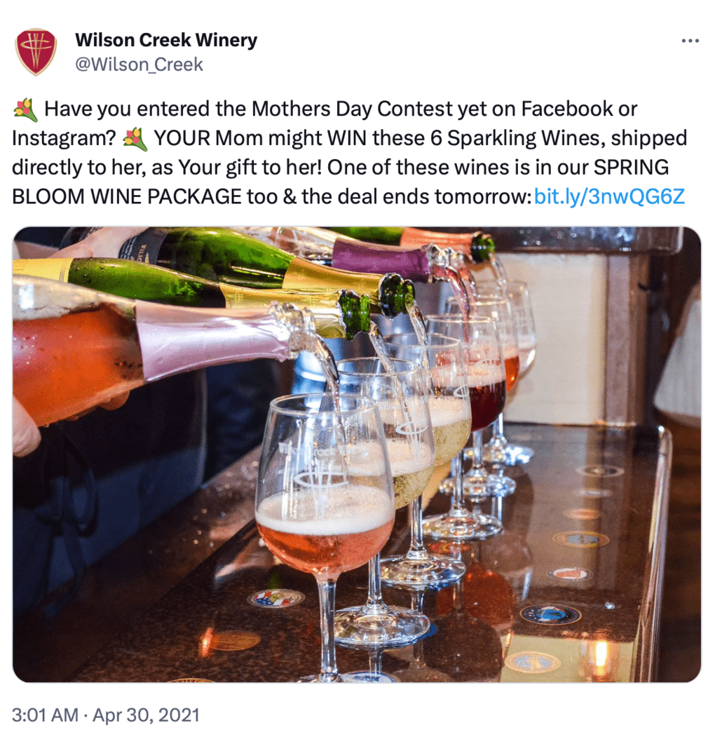 Food and wine hamper prize for a Mother's Day giveaway