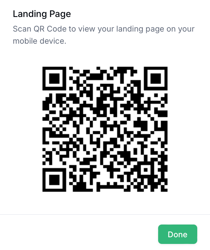 Gleam interface showing capture landing page with QR code