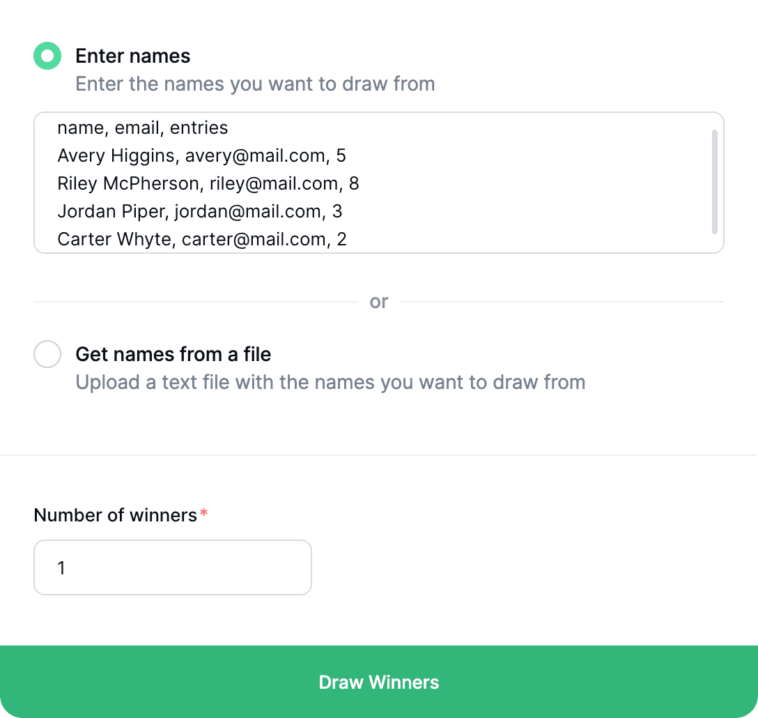 Custom Email for Random Name Picker