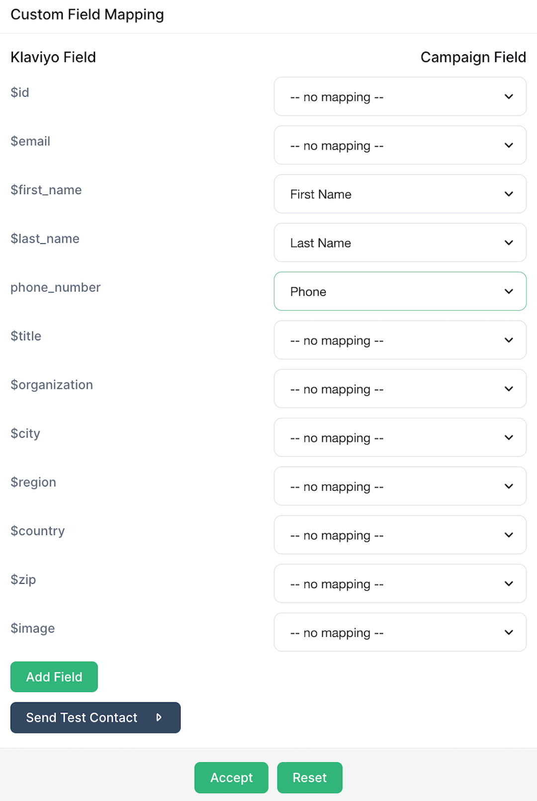 Send Phone Numbers to Klaviyo With Gleam Custom Field Mapping