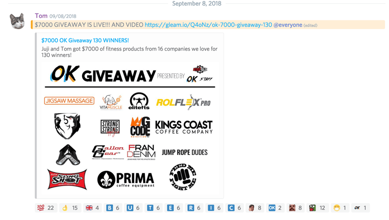 OK Giveaway's announcement on Discord