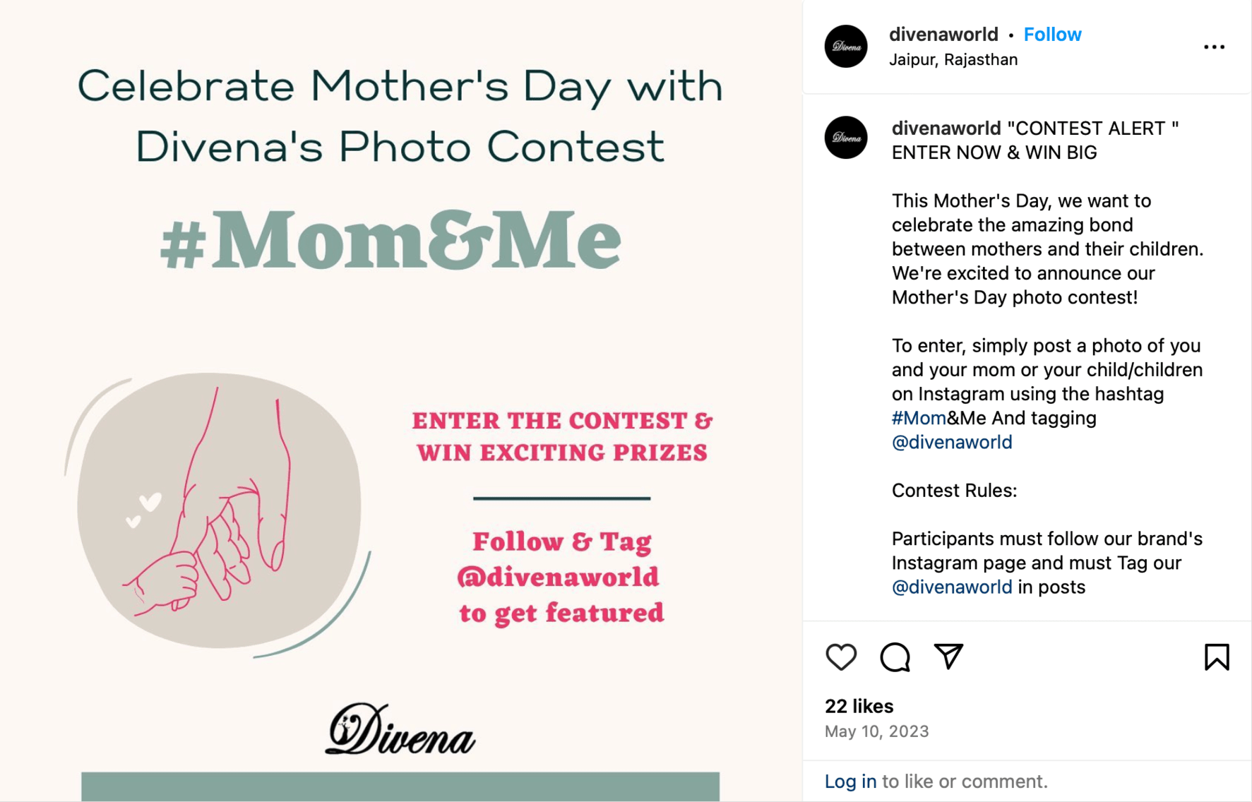Mother's Day photo contest entry shared on Instagram