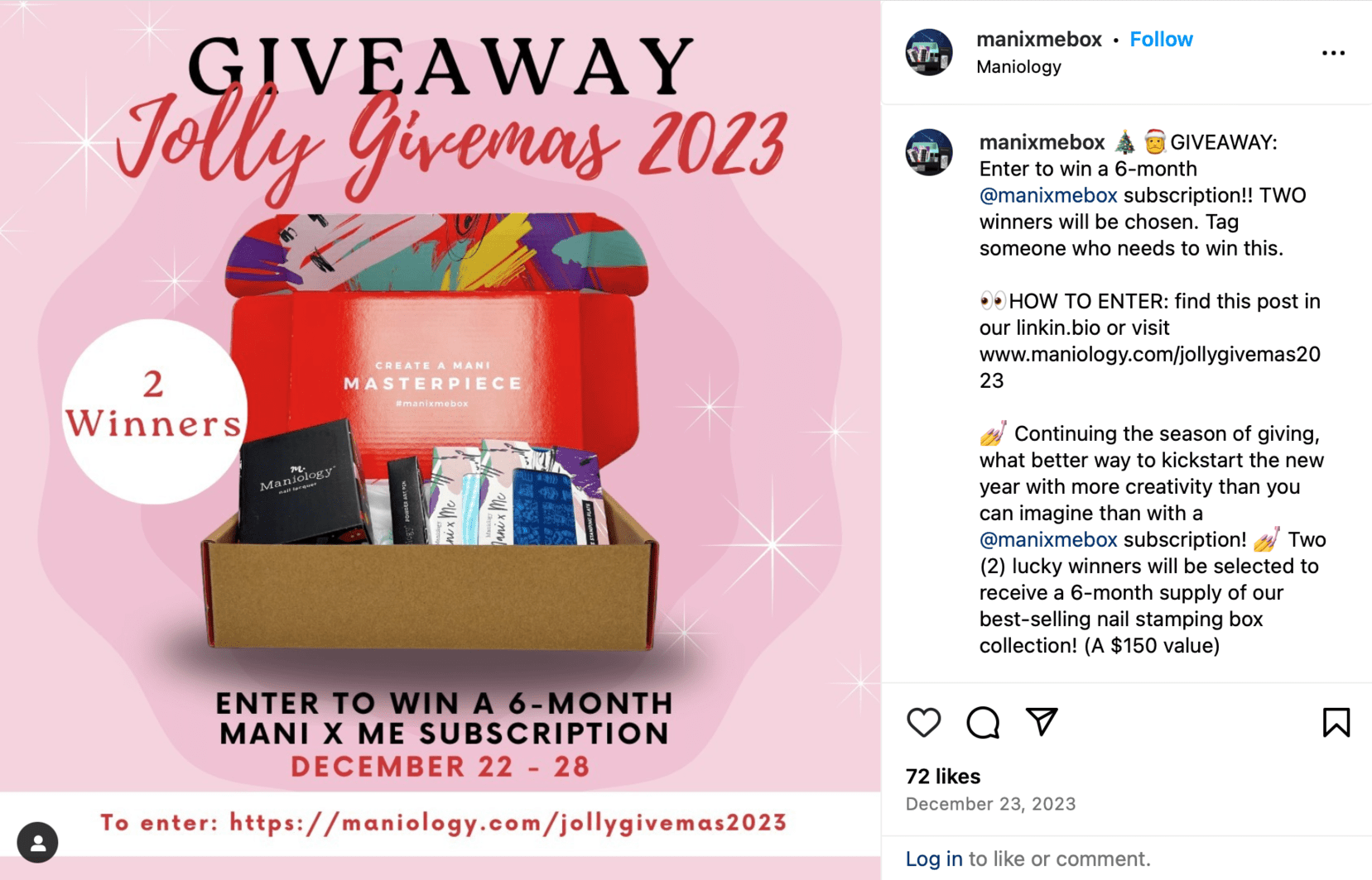 Subscription box giveaway prize example